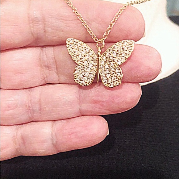 Big & Little Butterfly Necklace in CZ & White Topaz, Gold Filled, Or 2 Smalls - Picture 8 of 10